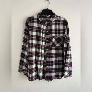 Wrangler Wrancher Plaid Purple & Teal Button Down Shirt
